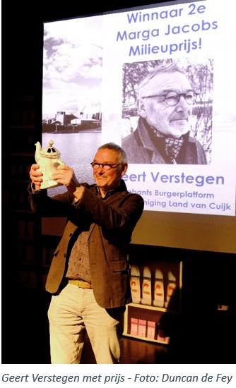 Geert Verstegen ontvangt de tweede Marga Jacobs Milieuprijs